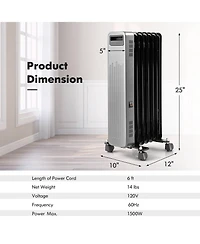 Gouun 1500W Portable Oil-Filled Radiator Heater for Home and Office