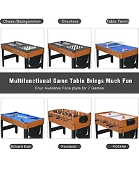 Sugift 4ft 7-in-1 Multi Game Table Set, Combo Game Table w/Hockey, Pool, Foosball & More for Family & Friends