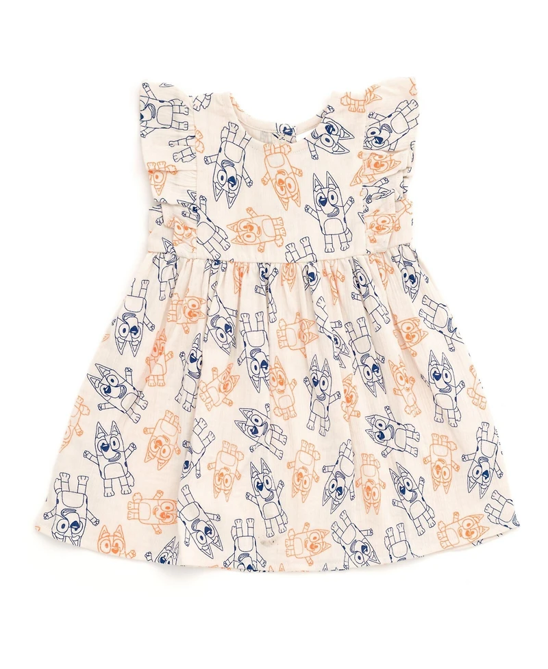 Bluey Toddler Girls Cotton Gauze Matching Family Button Down Shirt and Shorts Outfit Set