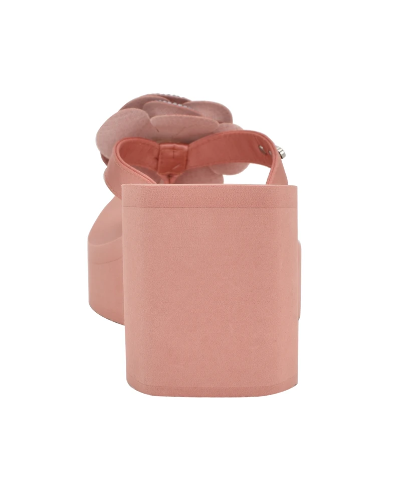 Guess Women's Damani Rhinestone Flower Eva Platform Wedge Sandals