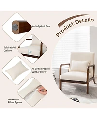 Gouun Modern Accent Chair with Rubber Wood Frame and Lumbar Pillow