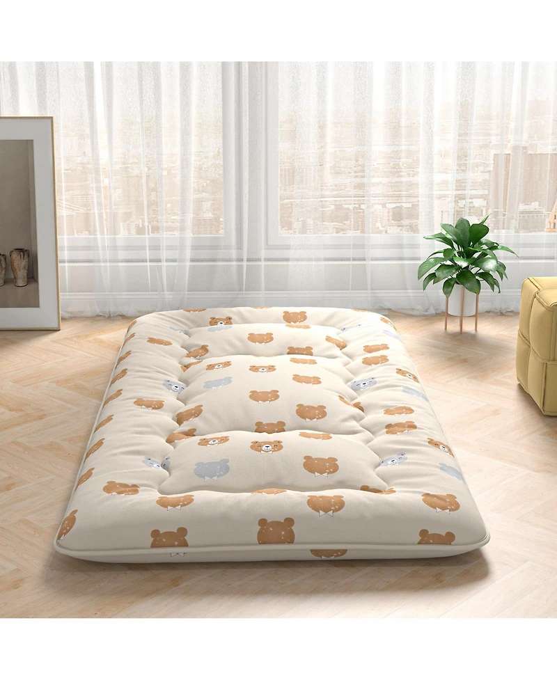 Gouun Foldable Futon Mattress with Washable Cover and Carry Bag for Camping-Twin Size