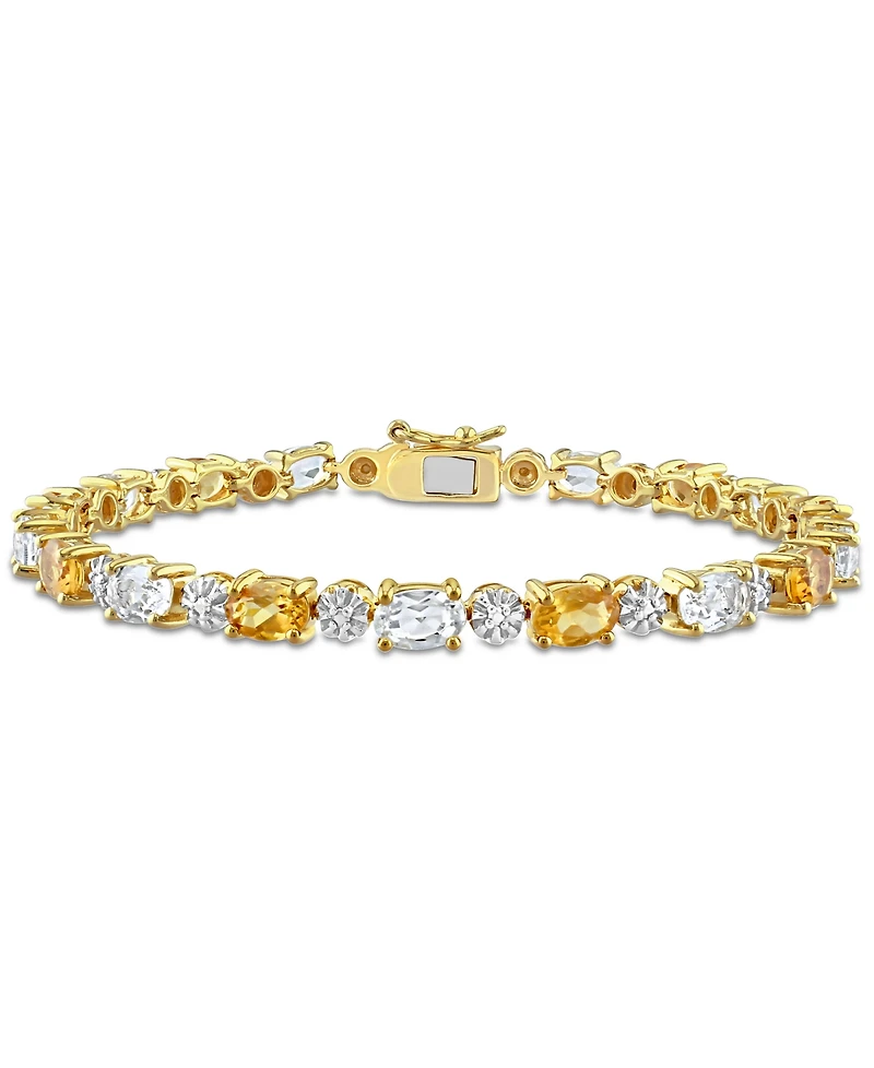 Citrine (8-1/10 ct. t.w.) & Diamond Accent Link Bracelet in 18k Gold-Plated Sterling Silver