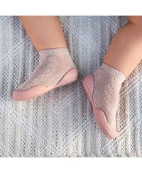 Komuello Toddler First Walk Sock Shoes - Cable Brandy Rose