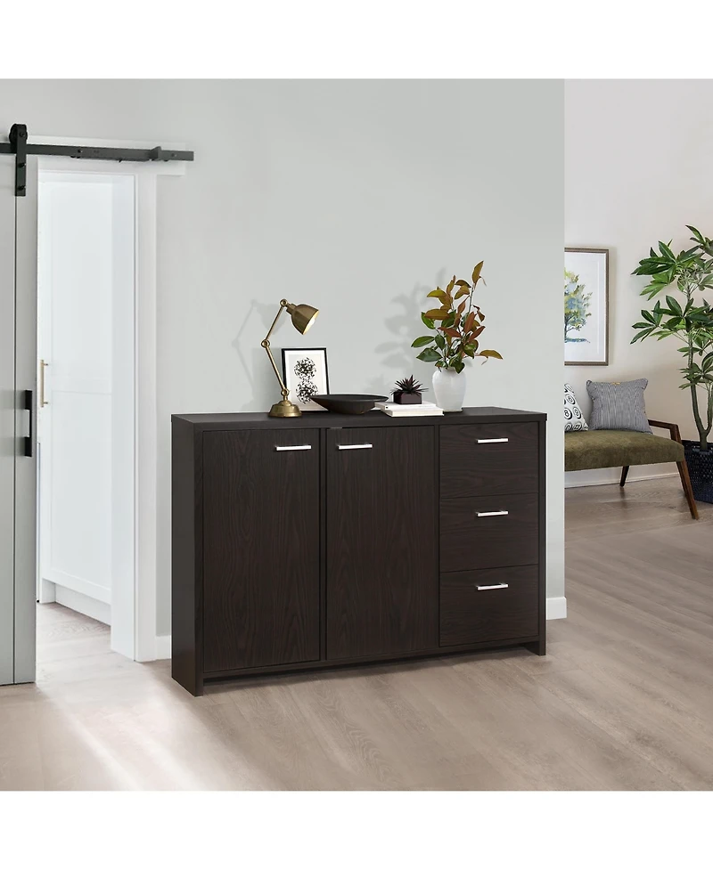 Kings Brand Furniture Lebeau Buffet Storage Cabinet, Oak Chocolate