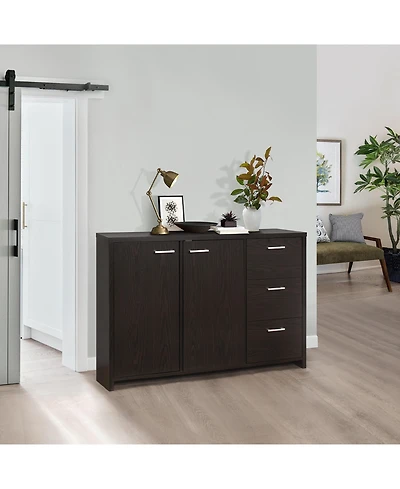 Kings Brand Furniture Lebeau Buffet Storage Cabinet, Oak Chocolate