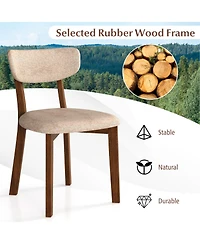 Gouun Dining Chairs Set of 2 Upholstered Mid-Back with Solid Rubber Wood Frame