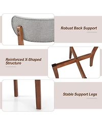 Gouun Dining Chairs Set of 2 Upholstered Mid-Back Chairs with Solid Rubber Wood Frame