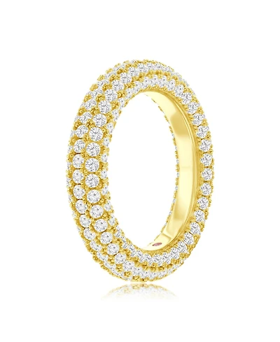 Suzy Levian Sterling Silver Cubic Zirconia Pave Round Eternity Band