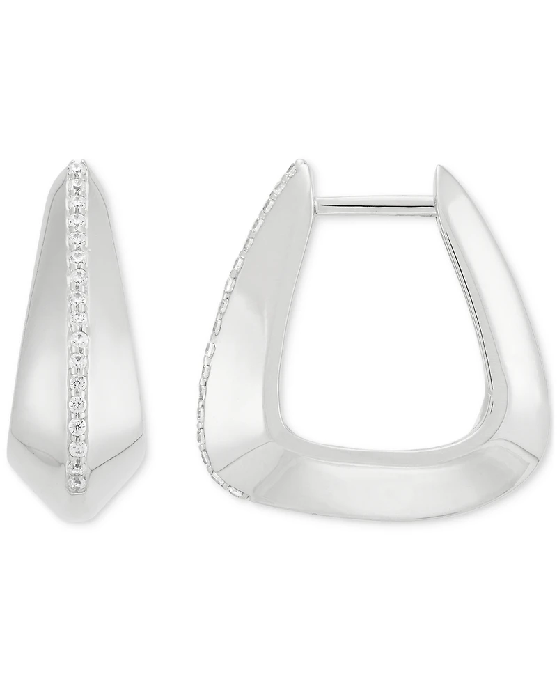 Diamond Pave Sculptural Huggie Hoop Earrings (1/10 ct. t.w.) in Sterling Silver