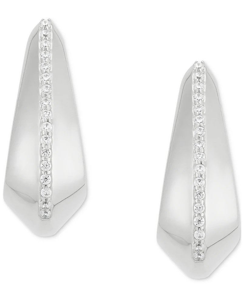 Diamond Pave Sculptural Huggie Hoop Earrings (1/10 ct. t.w.) in Sterling Silver