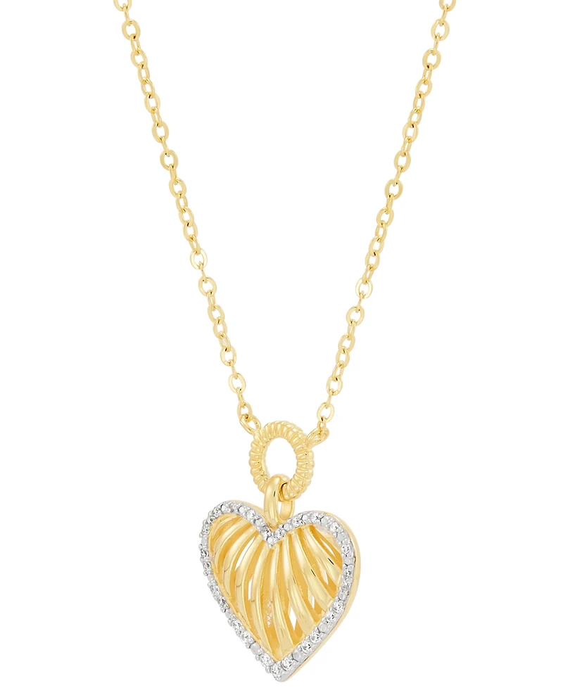 Diamond Heart Pendant 18" Necklace (1/10 ct. t.w.) in 14k Gold-Plated Sterling Silver