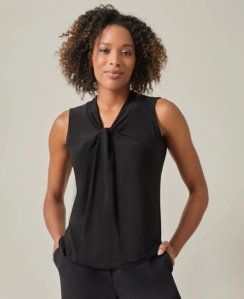 Kasper Women's Sleeveless Knot Front Jersey Top