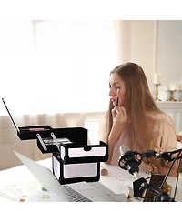 Byootique Makeup Train Case Cosmetic Organizer w/ Mirror Artist Grace ForgetMeNot