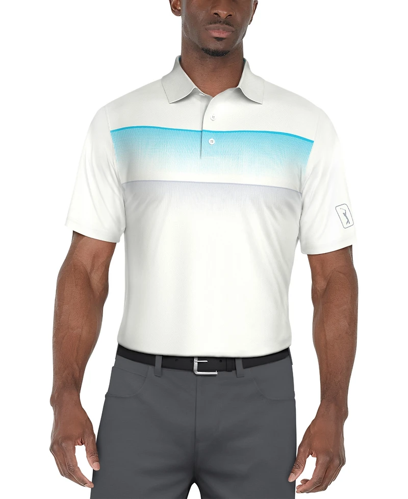 Pga Tour Men's Gradient Stripe Printed Golf Polo Shirt