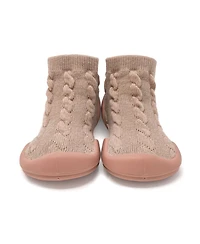 Komuello Toddler First Walk Sock Shoes - Cable Brandy Rose