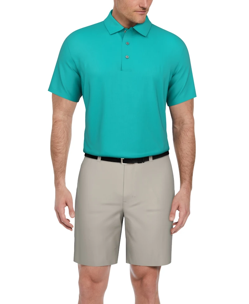 Pga Tour Men's Airflux Solid Mesh Short Sleeve Golf Polo Shirt