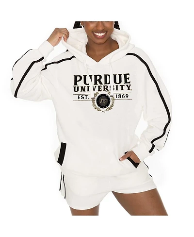 Gameday Couture Women's Cream Purdue Boilermakers Down, Set, Go Pullover Hoodie and Shorts Set
