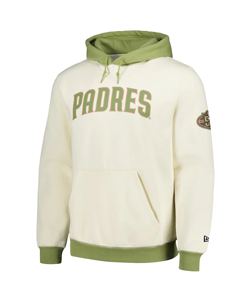 New Era Men's Cream/Green San Diego Padres Color Pop Pullover Hoodie