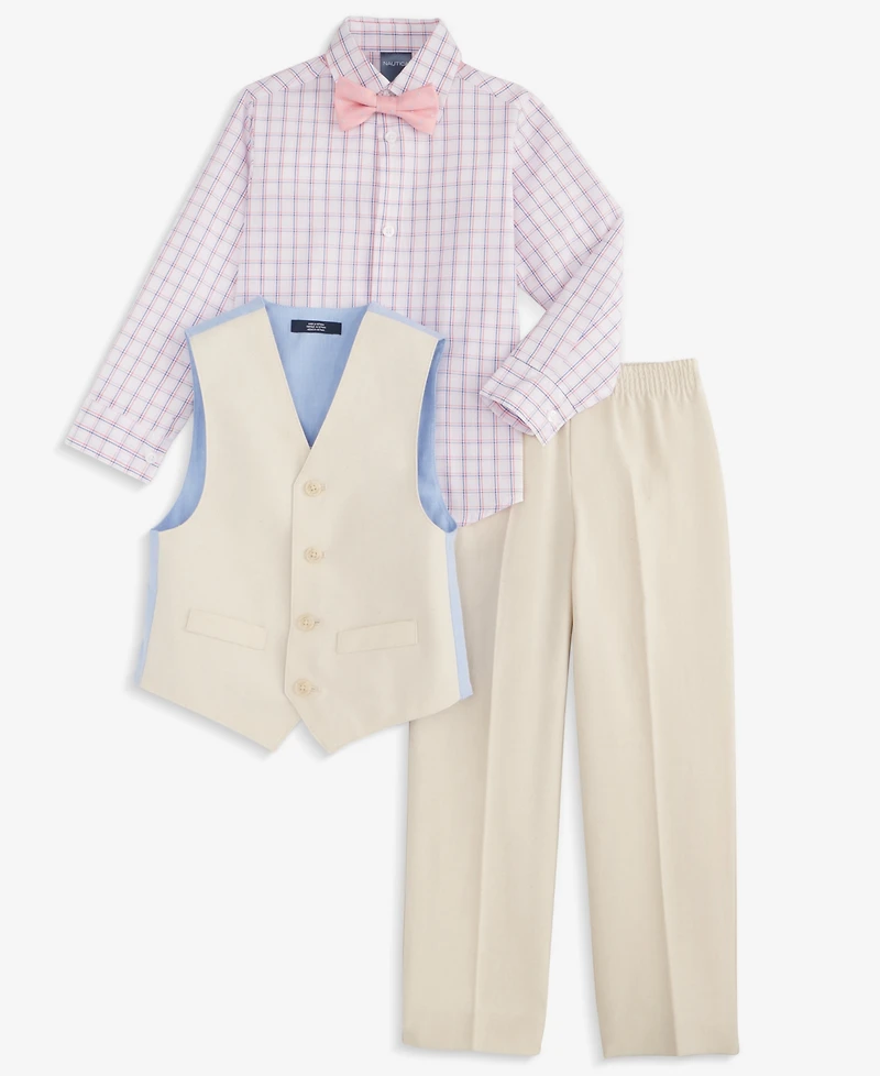 Nautica Toddler & Little Boys Vest, Bow Tie, Plaid Shirt Pants, 4 Piece Set