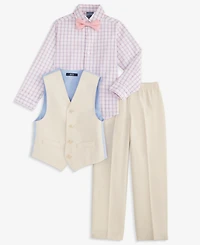 Nautica Toddler & Little Boys Vest, Bow Tie, Plaid Shirt Pants, 4 Piece Set