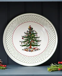 Spode Christmas Tree Polka Dot Lazy Susan Plate