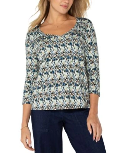 Liverpool Los Angeles Womens Printed Shirred Top Xs 3x