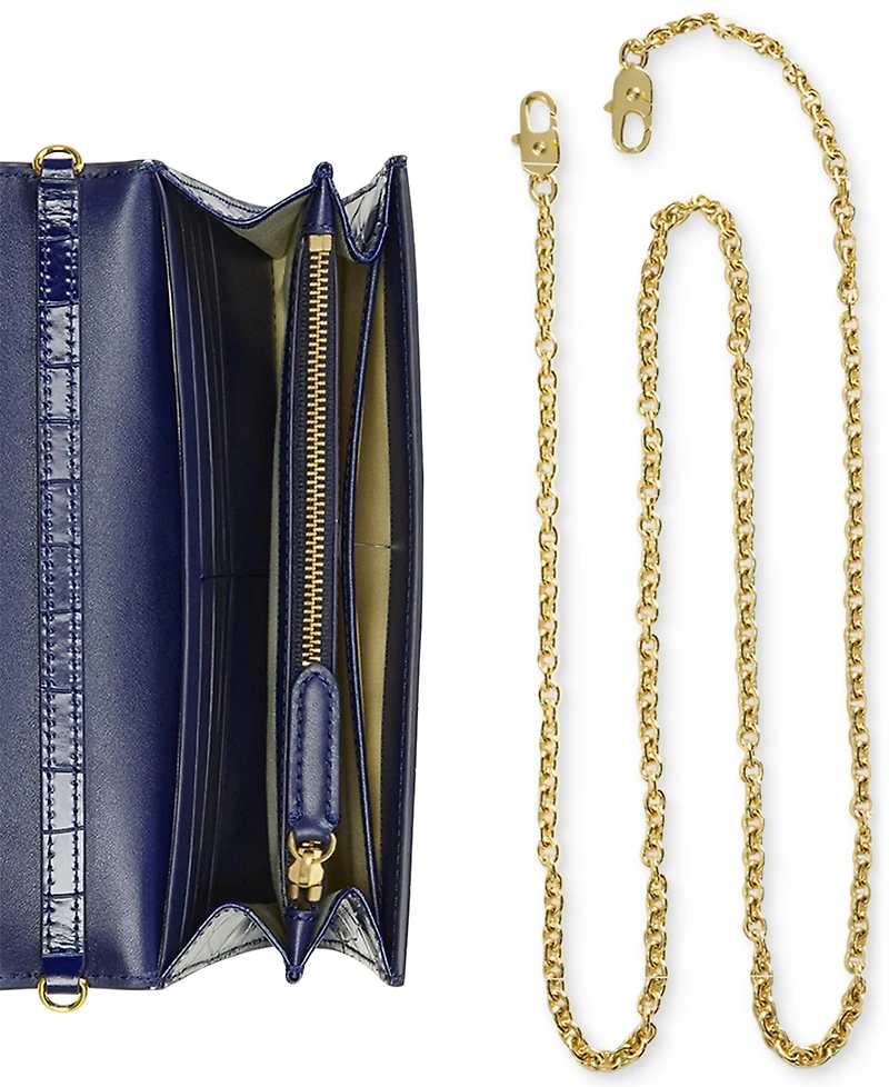 Lauren Ralph Adair Croc-Embossed Leather Small Crossbody