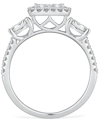 Diamond Cluster Three Stone Three Stone Ring (1 ct. t.w.) in 14k White Gold