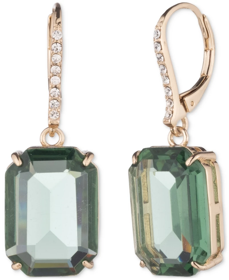 Lauren Ralph Gold-Tone Octagon Stone Leverback Drop Earrings