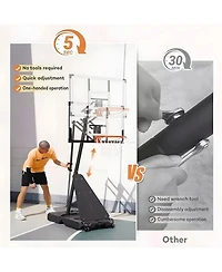 Skonyon 44 Inch Shatterproof Backboard Portable Basketball Hoop, 8-10FT Height Adjustable