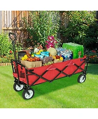 Mac Sports Collapsible Folding Outdoor Utility Garden Camping Wagon Cart, Red