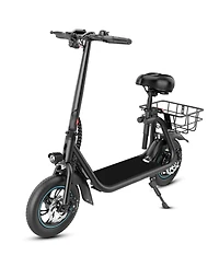 Gyroor 450W Electric Scooter with Seat for Adult, 12 inch Commuter Electric Scooter with Basket - up to 21 Miles 15.5MPH