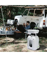 Yescom 45L Portable Camping Sink with Soap Dispenser & Towel Holder with Pump Safe Mobile Sink for Rv Travel Outdoor