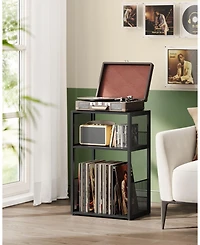 Record Player Stand – 3-Tier Side Table with Vinyl Storage for up to 100 Albums, End Living Room & Bedroom