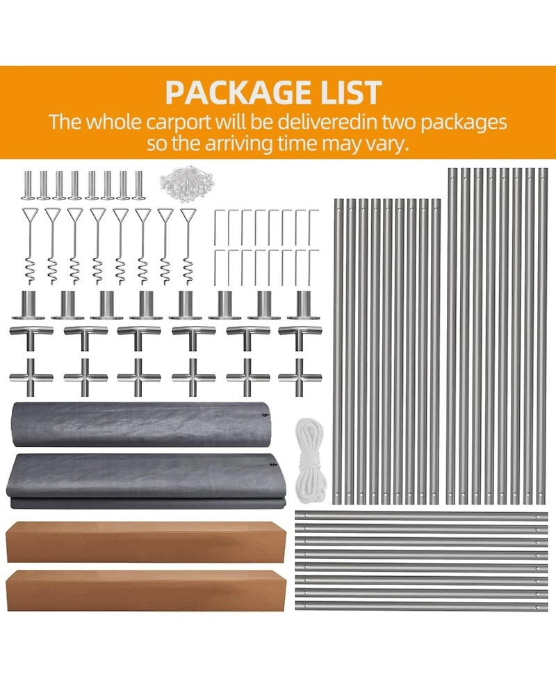 gaomon 10x20FT Portable Garage, 10'x20' Carport Heavy Duty, Galvanized Frame & 180 g Pe Waterproof Canopy, with 4 Doors (Included 2 Side Doors), and 4