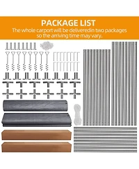 gaomon 10x20FT Portable Garage, 10'x20' Carport Heavy Duty, Galvanized Frame & 180 g Pe Waterproof Canopy, with 4 Doors (Included 2 Side Doors), and 4