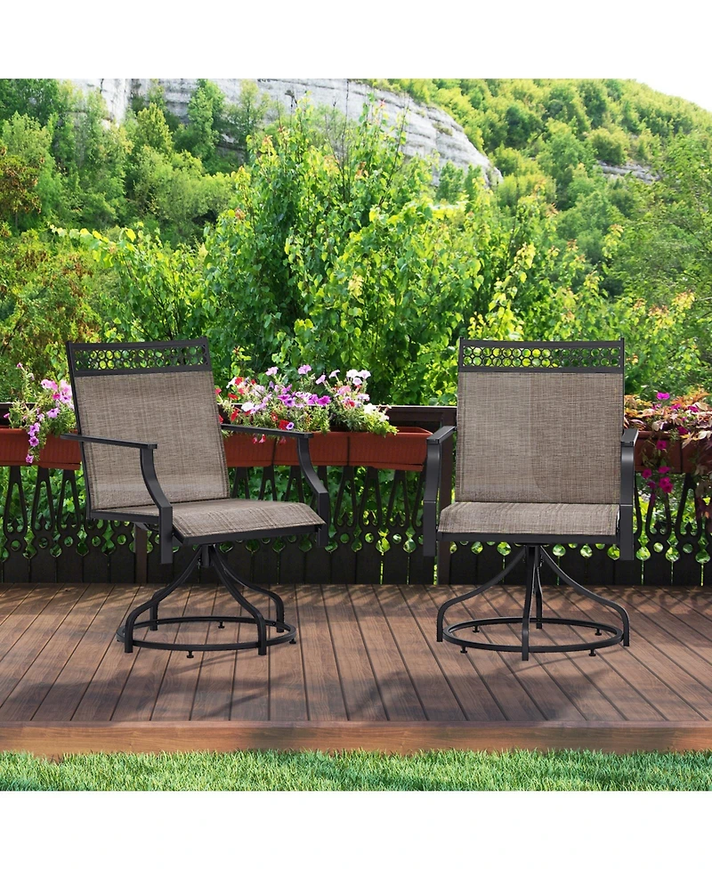 Gouun Patio Swivel Dining Chairs Set of 2 with Heavy-duty Metal Frame and Armrests