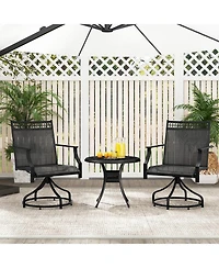 Gouun Patio Swivel Dining Chairs Set of 2 with Heavy-duty Metal Frame and Armrests