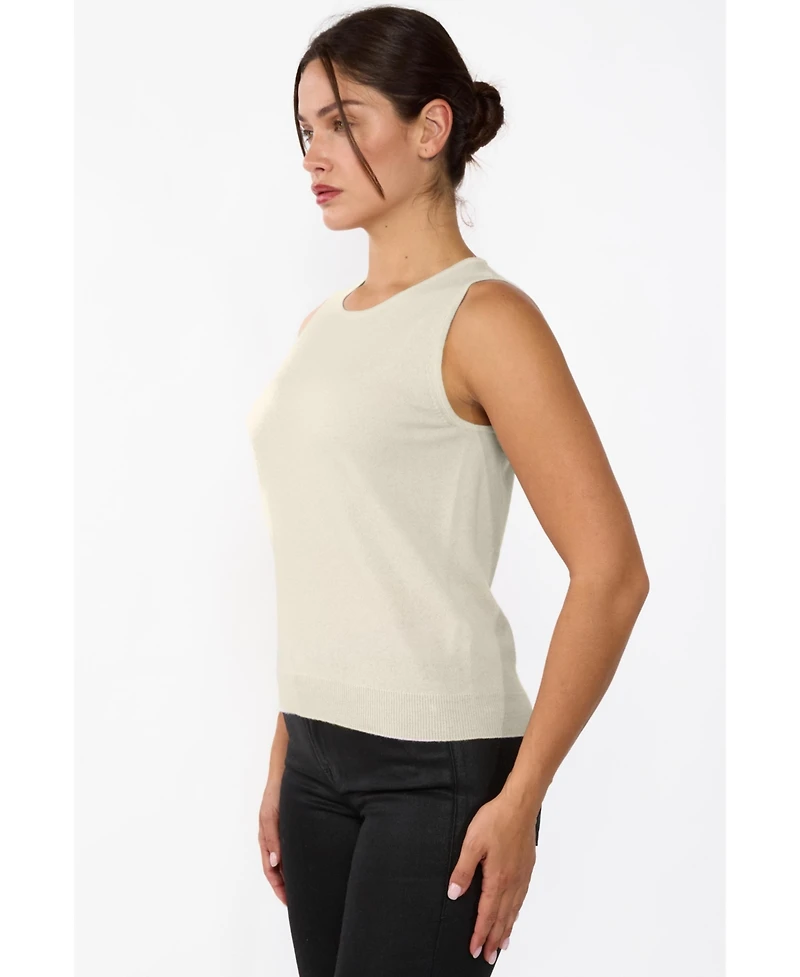 Jennie Liu Women's 100% Cashmere Tank Tops Sleeveless Crewneck Sweater Vest