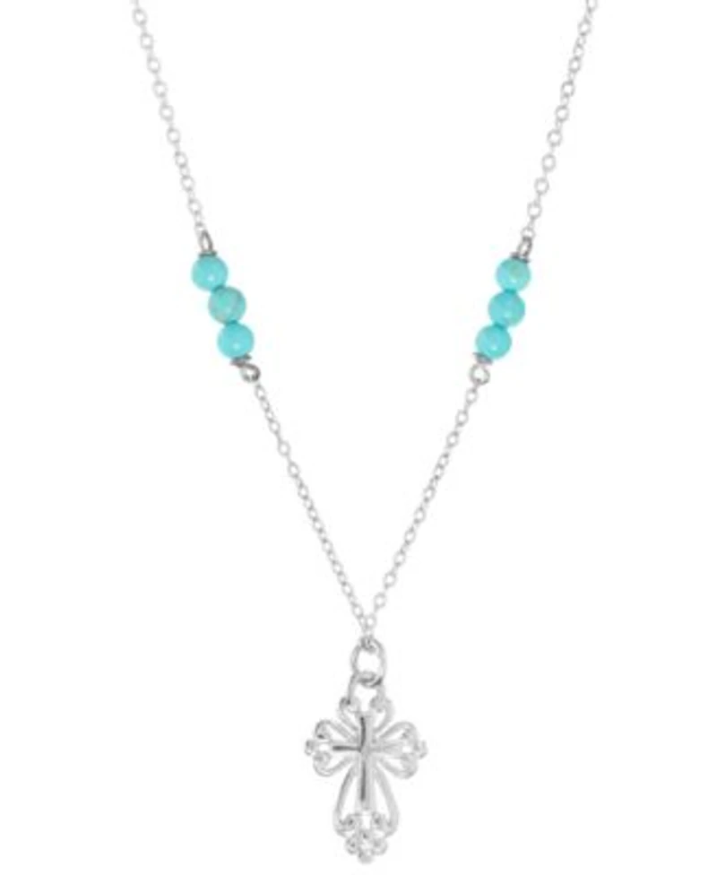 Giani Bernini Simulated Turquoise Religious Cross Jewelry In Sterling Silver