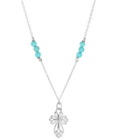 Giani Bernini Simulated Turquoise Religious Cross Jewelry In Sterling Silver