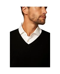 Bellemere New York Men's Solid V-Neck Merino Sweater
