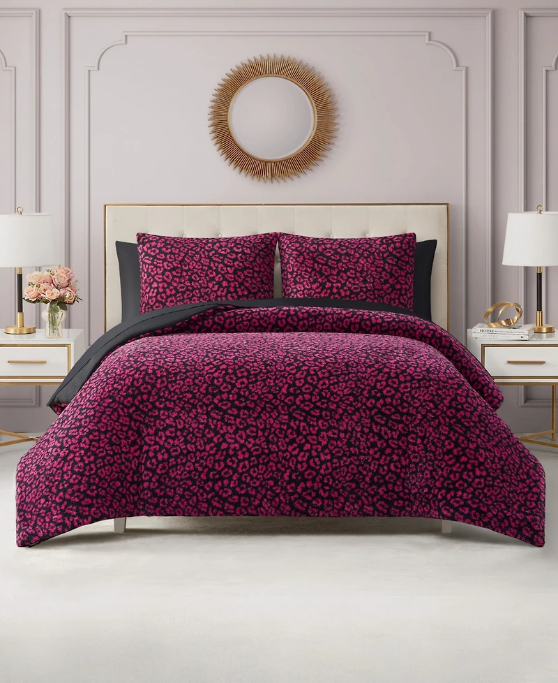 Juicy Couture Cheetah Feathered 3-Pc. Comforter Set, Full/Queen