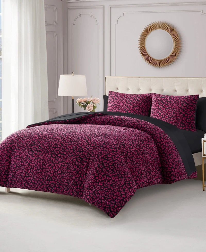 Juicy Couture Cheetah Feathered 3-Pc. Comforter Set, Full/Queen