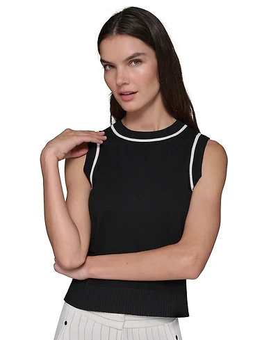 Karl Lagerfeld Paris Women's Contrast-Trim Sleeveless Sweater