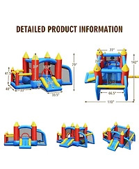 Gymax Inflatable Bounce House Slide Jumping Castle Soccer Goal Ball Pit Without Blower