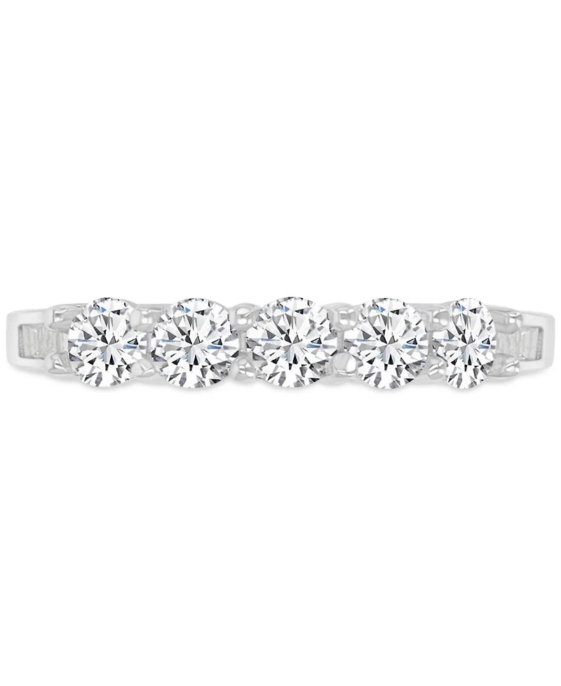 Cubic Zirconia Mixed Cut Quad Cluster Bridal Set Sterling Silver