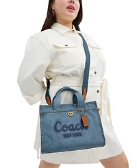 Coach Cargo Medium Denim Tote Bag 26