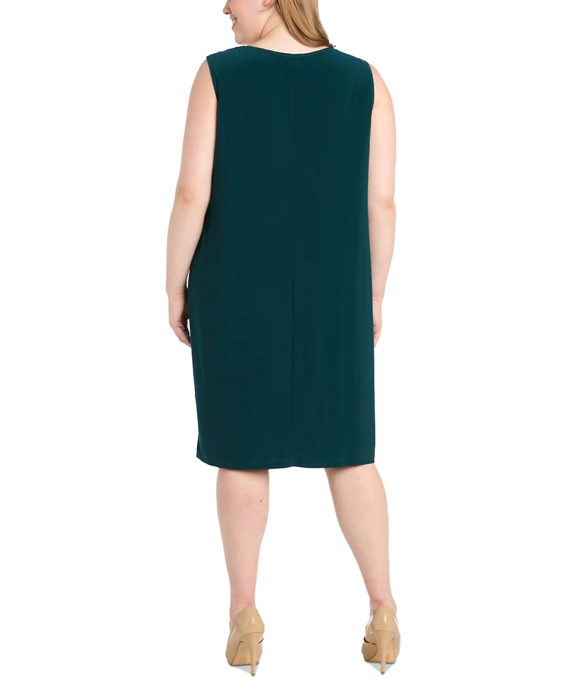 R & M Richards Plus Rhinestone-Trim Jacket Sheath Dress